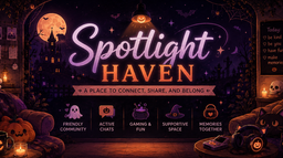 𝑺𝒑𝒐𝒕𝒍𝒊𝒈𝒉𝒕 𝑯𝒂𝒗𝒆𝒏 .𖥔 ݁ ˖🎃 Discord Server Banner